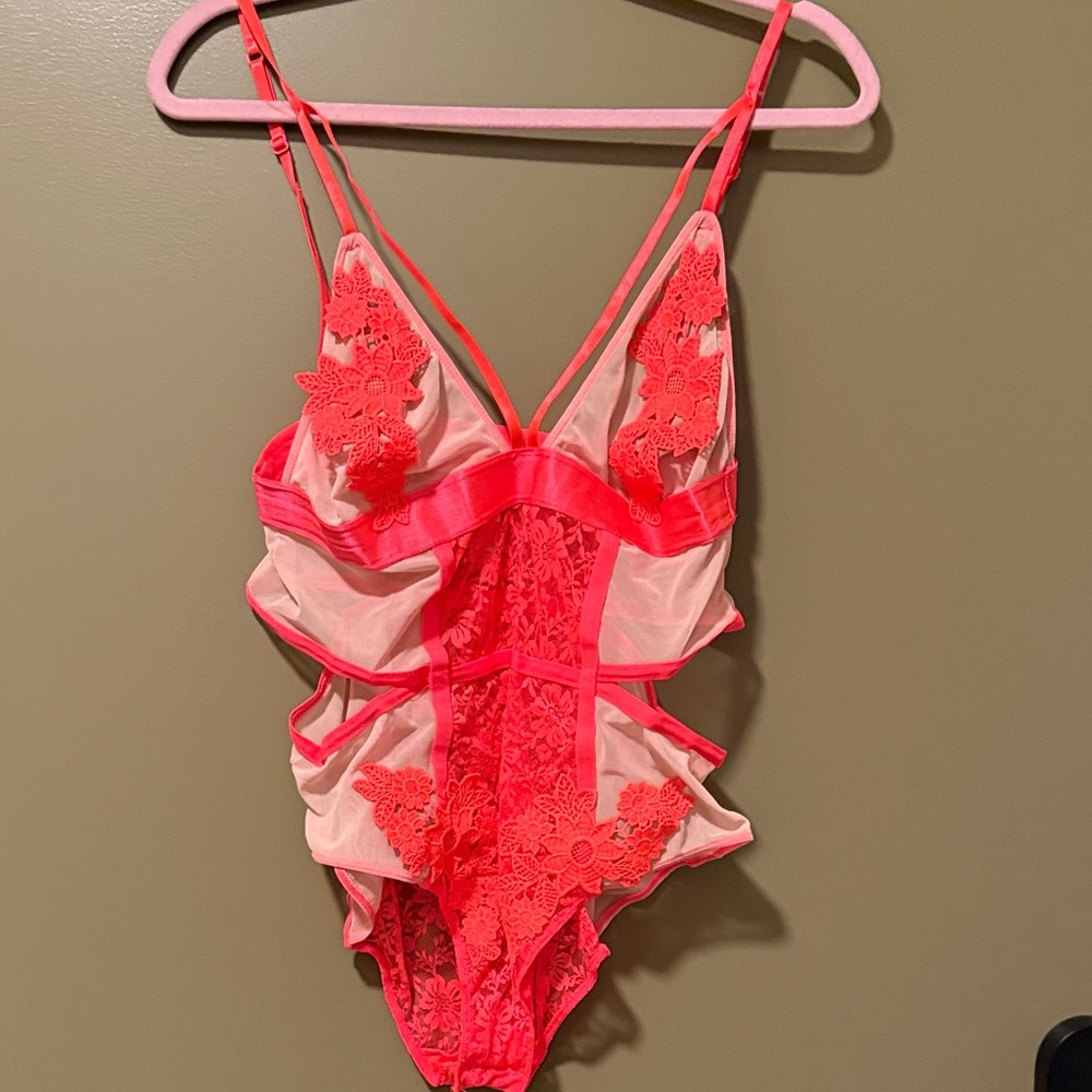 Elegant Pink Lace Bodysuit